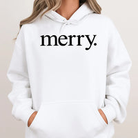 Festive Script Holiday Sweatshirt, Minimalist Merry Christmas Hoodie, Comfy Aesthetic Xmas Pullover, Winter Holiday Present for Her Him