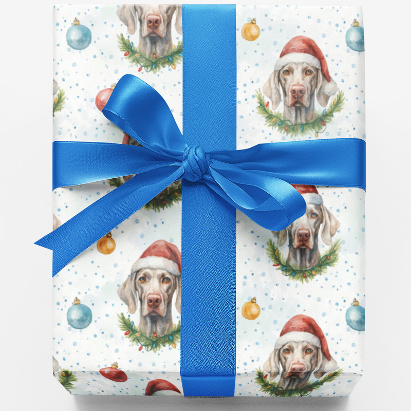 Watercolor Dog Holiday Gift Wrap, Weimaraner Christmas Wrapping Paper, Festive Canine Present Paper, Adorable Pet Breed Winter Wrapping Paper