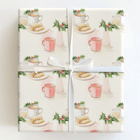 Mexican Holiday Gift Wrap, Watercolor Tamales Wrapping Paper, Hot Chocolate Tamale Wrapping Paper, Traditional Christmas Wrapping Paper Roll