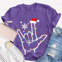 ASL Snowflake Holiday Lights Shirt, Sign Language Christmas T-Shirt, Deaf Community Graphic Tee, ASL Christmas Tee