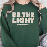Christian Christmas Cross Crewneck, Be the Light Matthew 5:14 Sweatshirt, Bible Verse Holiday Pullover, Faith Religious Faith Present
