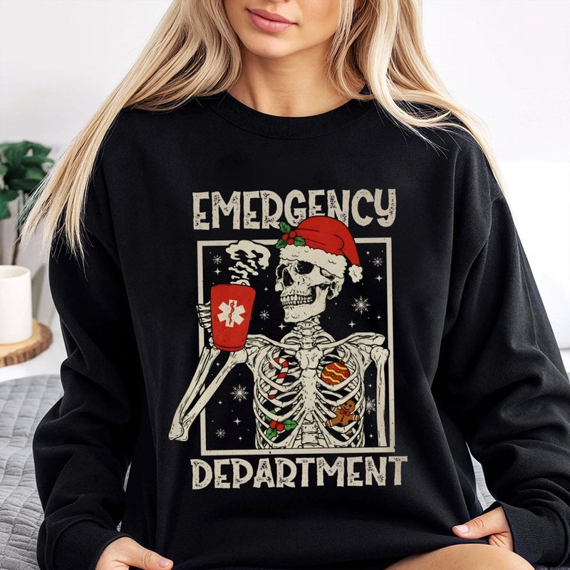 Skeleton Nurse Christmas Sweatshirt, Emergency Department Christmas Sweatshirt, ER Holiday Crewneck, Medical Christmas Sweatshirt, ER Present
