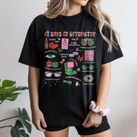 Humorous Eye Doctor Christmas Shirt, 12 Days of Optometry T-Shirt, Optician Holiday Tee, Ophthalmologist Graphic T-Shirt, Vision Clinic Present