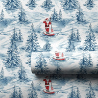 SUP Christmas Gift Wrap, Paddleboarding Santa Wrapping Paper, Winter Forest Holiday Present Paper, Adorable Coastal Xmas Gift Wrap Roll