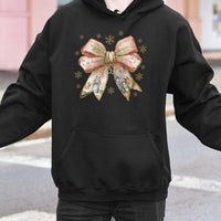 Coquette Bow Christian Holiday Sweatshirt, Nativity Scene Christmas Hoodie, Faith Nativity Hooded Pullover, Jesus Xmas Present