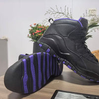 High Top Sneakers, Black Purple Colorway, Lace Up Design, Casual Gift for Sneaker Fans