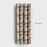 Watercolor Holiday Dog Gift Wrap Paper, Golden Retriever Santa Christmas Wrapping Paper, Xmas Present Paper, Dog Lover Wrapping Paper