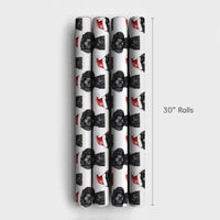 Santa Hat Dog Holiday Gift Wrap, Black Poodle Christmas Wrapping Paper, Festive Puppy Dog Xmas Wrapping Paper, Pet Lover Present Wrap Roll