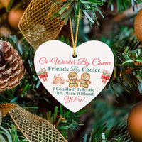 Gingerbread Coworker Heart Ornament, Coworker by Chance Friends by Choice Heart Ornament, Ceramic Office Christmas Heart Ornament, Present