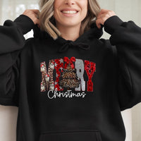 Festive Christmas Tree Sweatshirt, Merry Christmas Leopard Print Hoodie, Retro Leopard Christmas Pullover, Comfy Holiday Hooded Sweater