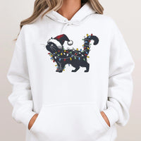 Black Kitten Tangled Holiday Lights Sweatshirt, Christmas Cat Hoodie, Humorous Festive Feline Pullover, Adorable Cat Mom Xmas Graphic Hoodie