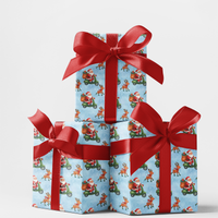 Humorous Reindeer Christmas Gift Wrap, Santa Riding Scooter Wrapping Paper, Retro Holiday Wrapping Paper, Xmas Present Wrap Roll