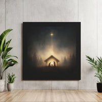 Star of Bethlehem Christmas Canvas Wall Art, Nativity Scene Square Canvas, Manger Jesus Canvas Print, Christian Holiday Decor