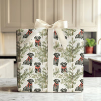 Watercolor Christmas Dog Gift Wrap, Black Lab Wrapping Paper, Snowy Tree Labrador Wrapping Paper, Holiday Pet Gift Wrap, Winter Dog Paper