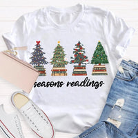 Festive Reading Season Graphic Tee, Christmas Trees and Books T-Shirt, Book Lover Christmas Shirt, Bookish Holiday Shirt, Reader Xmas Present