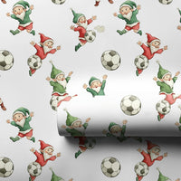 Holiday Sports Gift Wrap, Soccer Gnome Christmas Wrapping Paper, Xmas Gnome Wrapping Paper, Festive Soccer Gift Wrap, Holiday Gift Wrap