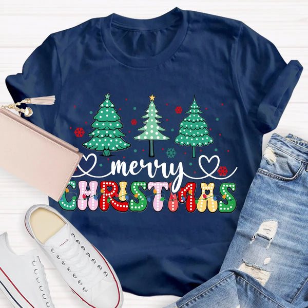 Festive Holiday Teacher Shirt, Christmas Tree Teacher T-Shirt, Retro Christmas Educator Tee, Adorable Teacher Xmas Shirt, Hol