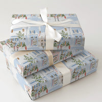 Watercolor Christmas Town Gift Wrap, Snowy Village Wrapping Paper, Winter Scene Wrapping Paper, Comfy Holiday Present Paper Wrap Roll
