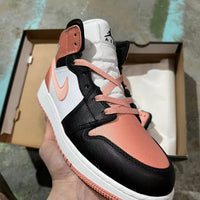 Mid Top Sneakers, White Black Pink Colorway, Lace Up Design, Casual Gift for Sneaker Fans