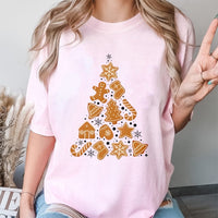 Festive Gingerbread Cookie T-Shirt, Gingerbread Man Christmas Tree Shirt, Adorable Baker Graphic Tee, Gingerbread Winter Shirt, Xmas Baker Present