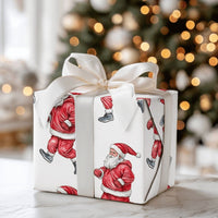 Athletic Running Santa Claus Gift Wrap, Jogging Santa Wrapping Paper, Humorous Fitness Santa Holiday Paper, Christmas Gift Wrapping Paper Roll