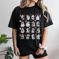 Spooky Reader Graphic Tee, Christmas Ghost Reading Book T-Shirt, Dark Romance Bookish Shirt, Adorable Bibliophile Book Lover Present