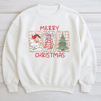 Retro Santa Claus Holiday Tree Crewneck, Merry Christmas Sweatshirt, Vintage Xmas Graphic Sweater, Comfy Winter Season Pullover