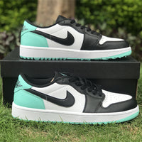 Low Top Golf Shoes, White Black Green Colorway, Lace Up Design, Casual Gift for Shoe Lovers