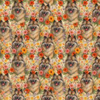 Floral Dog Lover Wrapping Paper, Keeshond Dog Wrapping Paper, Adorable Fluffy Puppy Birthday Gift Wrap, Christmas Dog Present Gift Wrap