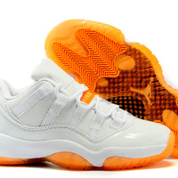 Low Top Sneakers, White Orange Colorway, Lace Up Design, Casual Gift for Sneaker Fans