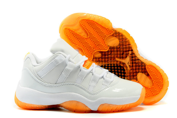Low Top Sneakers, White Orange Colorway, Lace Up Design, Casual Gift for Sneaker Fans