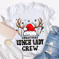 Santa Hat Kitchen Utensils Graphic Tee, Christmas Lunch Lady Shirt, School Cafeteria Worker Holiday T-Shirt, Lunch Lady Xmas Present