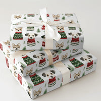 Adorable Christmas Dog Gift Wrap, Dogs in Holiday Sweaters Wrapping Paper, Festive Puppy Holiday Wrapping Paper, Dog Lover Present Paper Roll