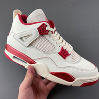 Low Top Sneakers, Off White Red Colorway, Leather Footwear, Lace Up Design, Casual Gift for Sneaker Fans