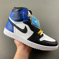 High Top Sneakers, White Black Blue Colorway, Lace Up Design, Casual Gift for Sneaker Fans