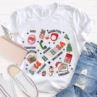 SLP Voice Stuttering Awareness T-Shirt, Speech Therapy Christmas Shirt, Speech Language Pathologist Xmas Tee, SLP Student Holiday Present