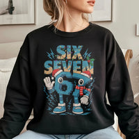 Humorous Internet Meme Holiday Crewneck, Six Seven Christmas Sweatshirt, Gen Z Gen Alpha Xmas Sweater, Trendy Meme Pullover Sweatshirt