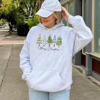 Watercolor Forest Sweatshirt, Watercolor Christmas Tree Hoodie, Comfy Holiday Pine Tree Hoodie, Winter Nature Pullover, Xmas Present for Women