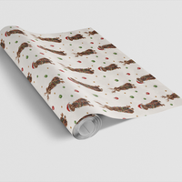 Dog in Santa Hat Wrapping Paper, Chocolate Labrador Christmas Wrapping Paper, Lab Puppy Holiday Gift Wrapping Paper, Dog Lover Gift Wrap