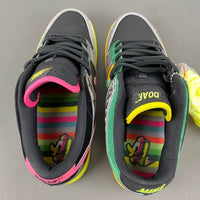 Low Top Sneakers, Black Red Green Pink Colorway, Mismatched Colorway, Lace Up Design, Casual Gift for Sneaker Fans