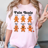 Humorous Christmas Nurse Shirt, Gingerbread Man Pain Scale T-Shirt, Holiday Medical Student Graphic Tee, Adorable RN Doctor Present