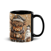 Festive Winter Coffee Mug, Highland Cow Christmas Mug, Highland Cow Holiday Ceramic Mug, Adorable Cow Xmas Coffee Cup, Animal Lover Present