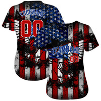 Custom Baseball Jersey - Black Red Royal-White 3D Eagle American Flag Authentic