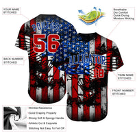 Custom Baseball Jersey - Black Red Royal-White 3D Eagle American Flag Authentic