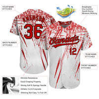 Custom Baseball Jersey - White Red-Black 3D Pattern Design Authentic