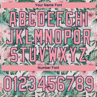 Custom Baseball Jersey - White Medium Pink-Navy 3D Pattern Design Hawaii Palm Leaves And Flowers Authentic