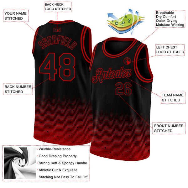 Custom Basketball Jersey - Black Red Fade Fashion Authentic City Edition