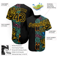 Custom Baseball Jersey - Black Gold 3D Pattern Design Bowling Authentic