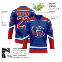 Custom Hockey Jersey - Royal Red-White Christmas Santa Claus 3D Lace Neck