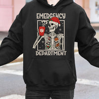 Skeleton ER Nurse Holiday Sweatshirt, Emergency Department Christmas Hoodie, Medical Healthcare Xmas Pullover, Winter ED Nurse Present